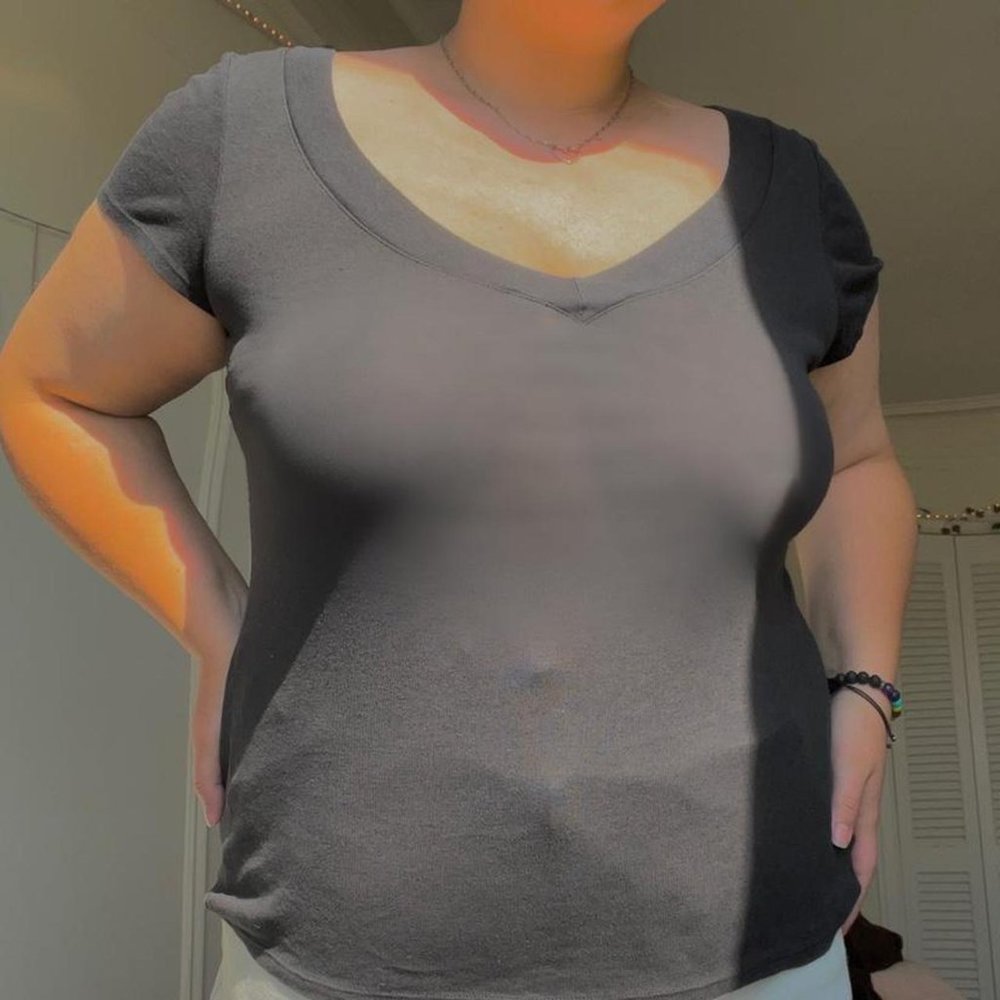 black v neck short sleeve thin t shirt fairy core grunge style